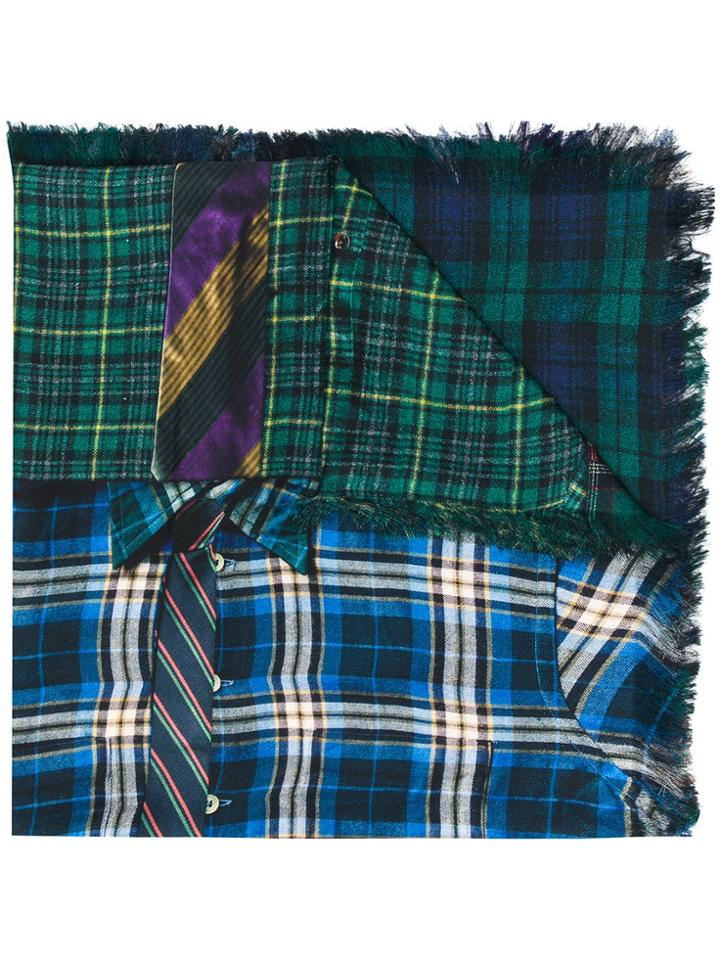 Pierre-louis Mascia Contrast-check Silk Scarf - Blue