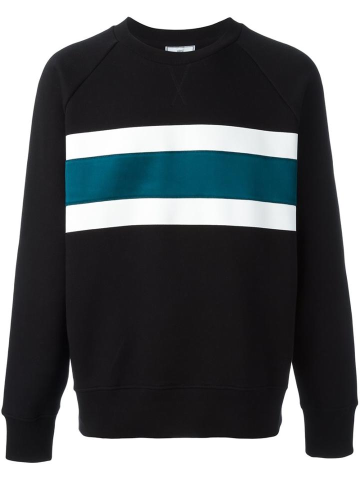 Ami Alexandre Mattiussi Oversized Crew Neck Sweatshirt, Men's, Size: Small, Black, Cotton/polyamide/acrylic