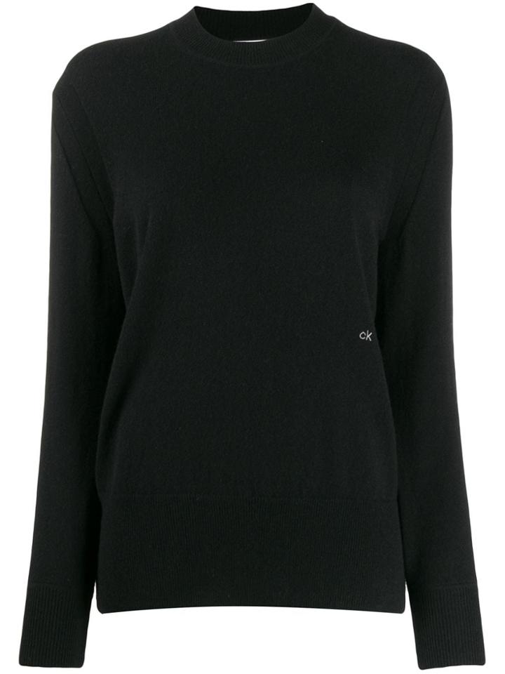 Calvin Klein Embroidered Logo Jumper - Black