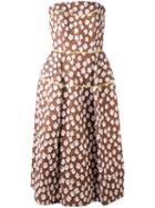 Talbot Runhof - Patterned Bandeau Dress - Women - Silk/polyamide/polyester/metallized Polyester - 36, Brown, Silk/polyamide/polyester/metallized Polyester