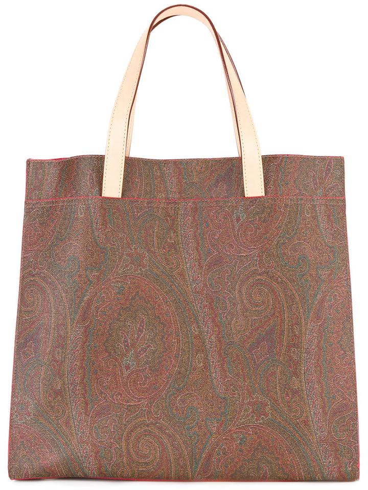 Etro Paisley Print Square Tote, Women's, Calf Leather/cotton/pvc/polyester