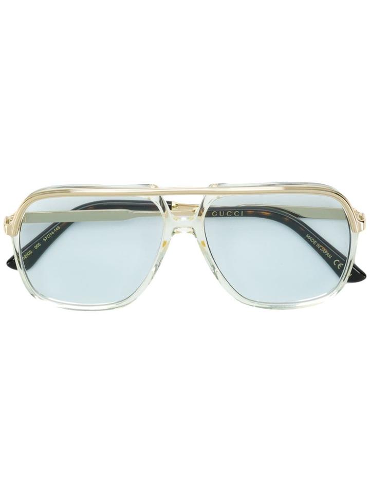 Gucci Eyewear Aviator Square Glasses - Metallic