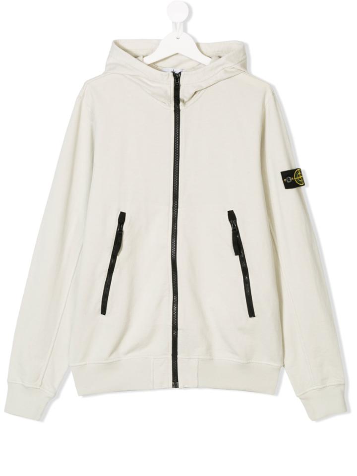 Stone Island Junior Teen Zipped Hoodie - Nude & Neutrals