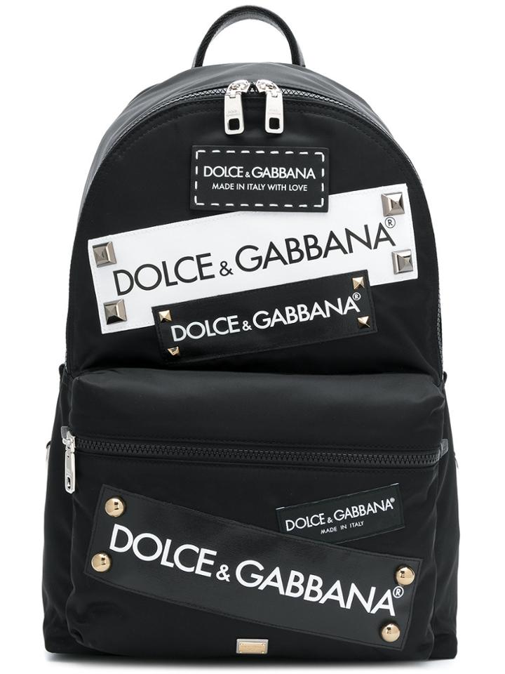 Dolce & Gabbana Logo Patch Vulcano Backpack - Black
