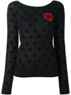 Sonia By Sonia Rykiel Polka Dot Flower Jumper, Women's, Size: 40, Black, Acrylic/wool