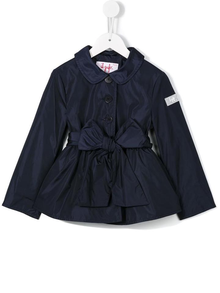 Il Gufo Bow Coat, Girl's, Size: 6 Yrs, Blue