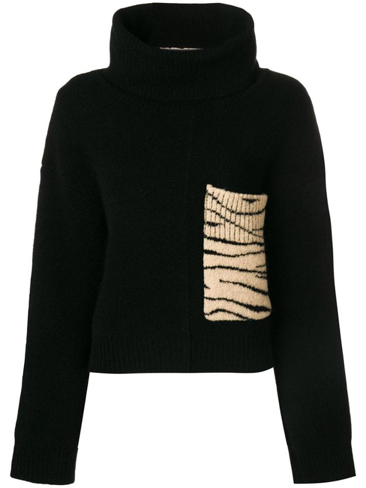 Ssheena Patched Turtleneck Sweater - Black
