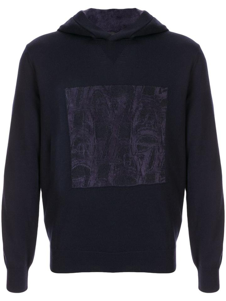 Giorgio Armani Contrast Print Hoodie - Blue
