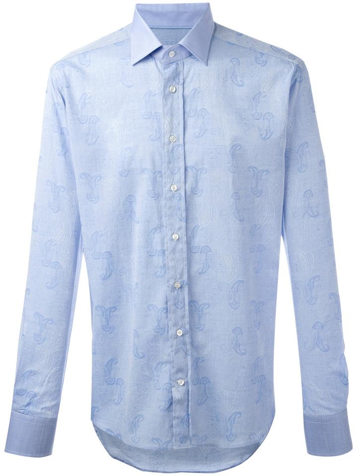 Etro New Warrant Shirt, Men's, Size: 39, Blue, Cotton