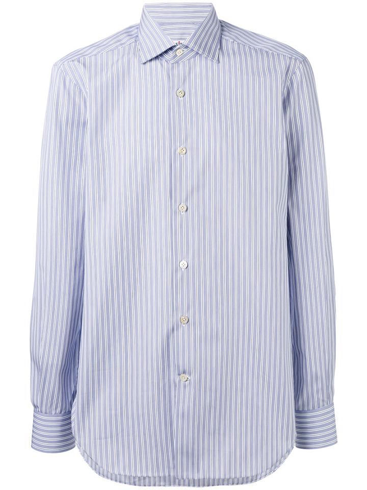 Kiton - Striped Shirt - Men - Cotton - 38, Blue, Cotton