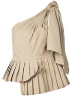 Sea - Pleated Asymmetric Blouse - Women - Cotton/linen/flax/spandex/elastane/viscose - 4, Nude/neutrals, Cotton/linen/flax/spandex/elastane/viscose
