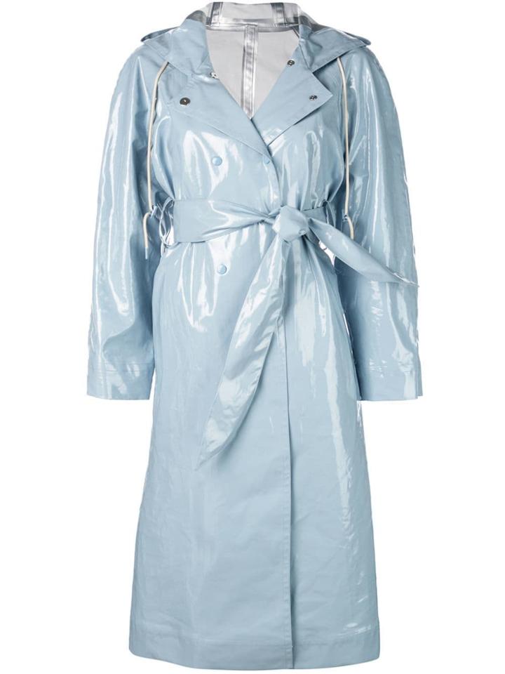 Alexa Chung Hooded Belted Coat - Blue