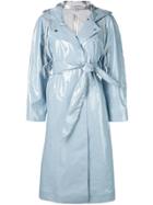 Alexa Chung Hooded Belted Coat - Blue