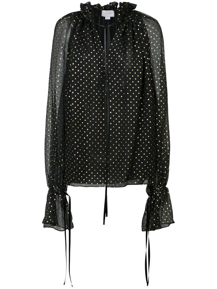 Redemption Polka Dot Sheer Blouse - Black