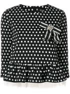 Twin-set Tulle Hem Polka Dot Top - Black