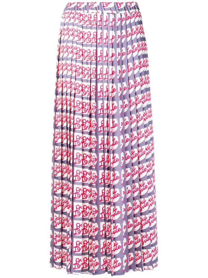 Alysi Printed Pleated Midi Skirt - Red