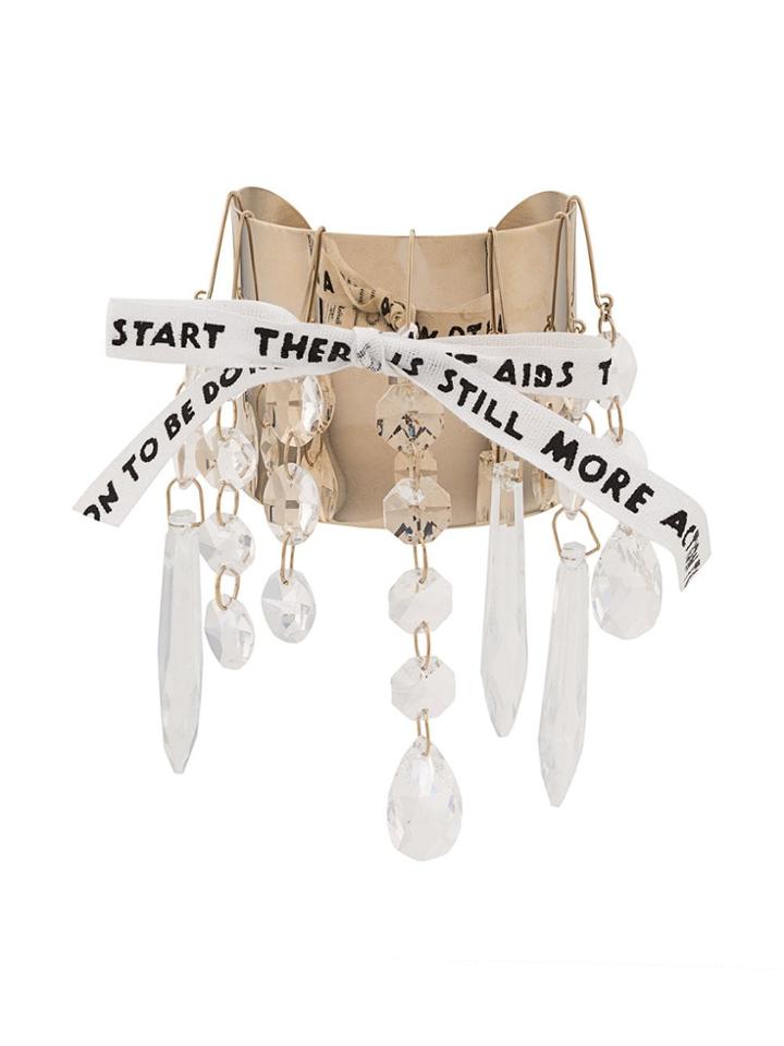 Mm6 Maison Margiela Crystal-embellished Cuff - Gold