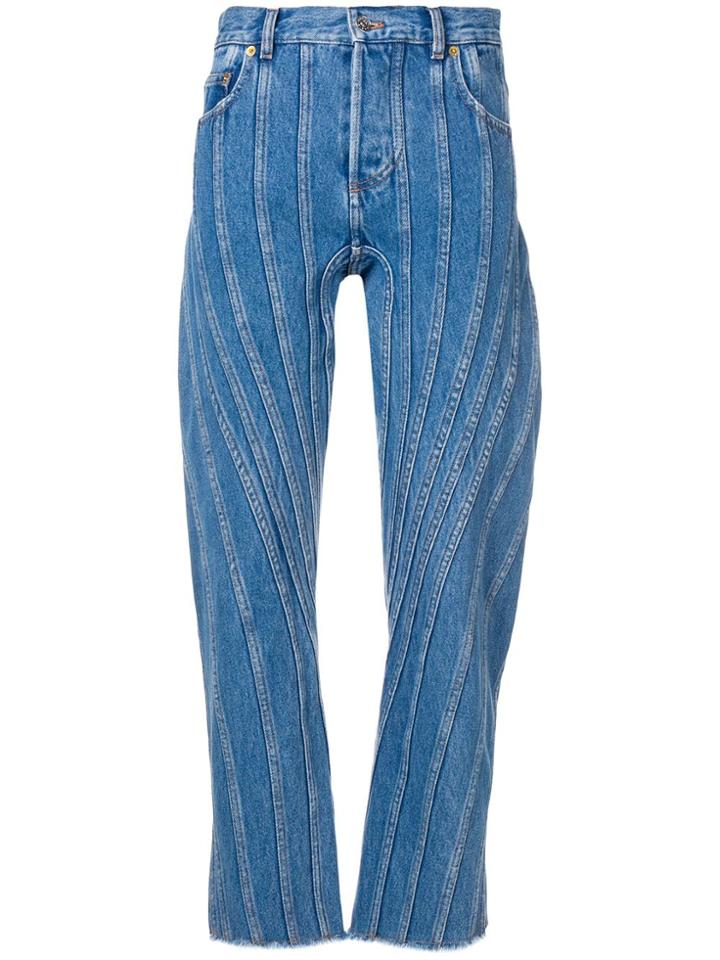 Mugler Stitched Baggy Jeans - Blue