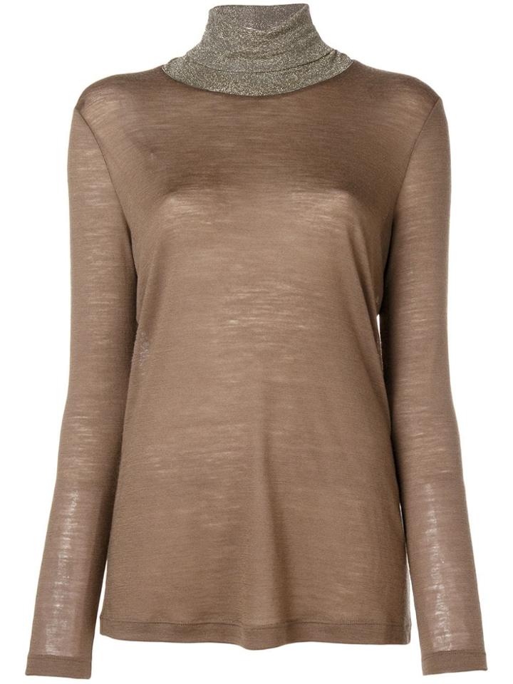 Fabiana Filippi Embellished Turtleneck Top - Brown