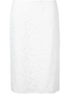 Nina Ricci Lace Pencil Skirt, Women's, Size: 36, White, Cotton/viscose/polyamide