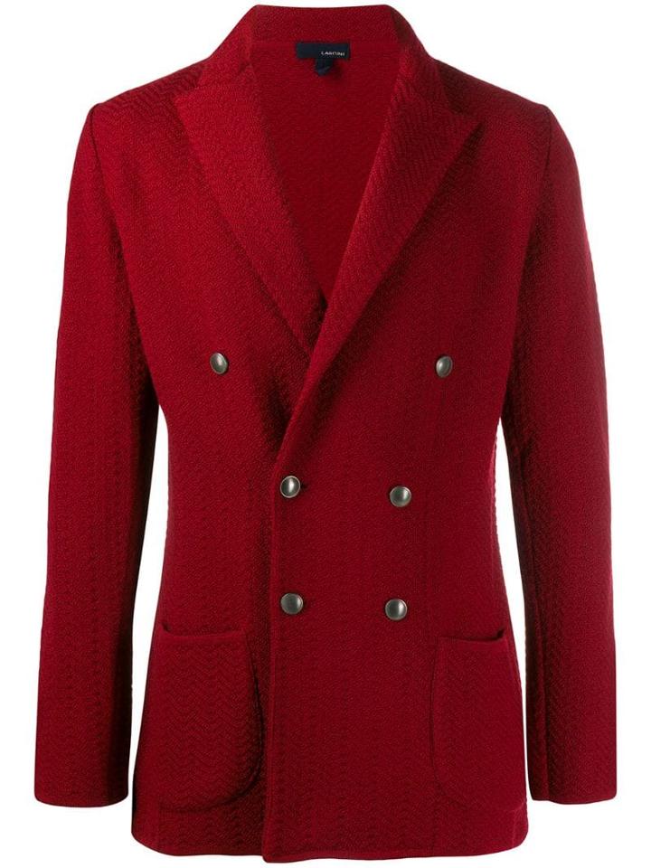 Lardini Double Breasted Knitted Blazer - Red