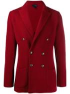 Lardini Double Breasted Knitted Blazer - Red