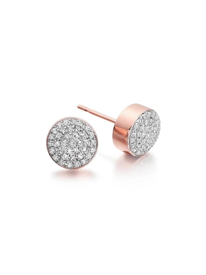 Monica Vinader Fiji Button Stud Diamond Earrings - Gold