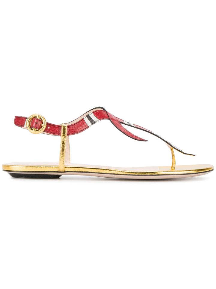 Gucci Snake Flat Sandals - Red
