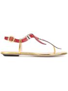 Gucci Snake Flat Sandals - Red