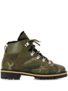 Yves Salomon Camouflage Print Boots - Green