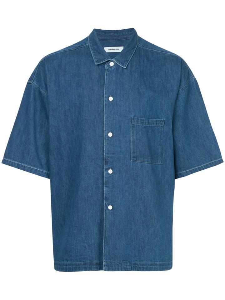 Monkey Time Short Sleeve Denim Shirt - Blue