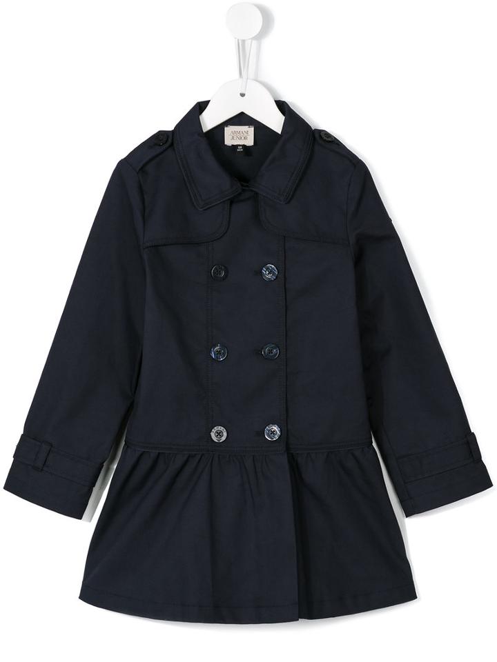 Armani Junior Double Breasted Coat, Girl's, Size: 10 Yrs, Blue