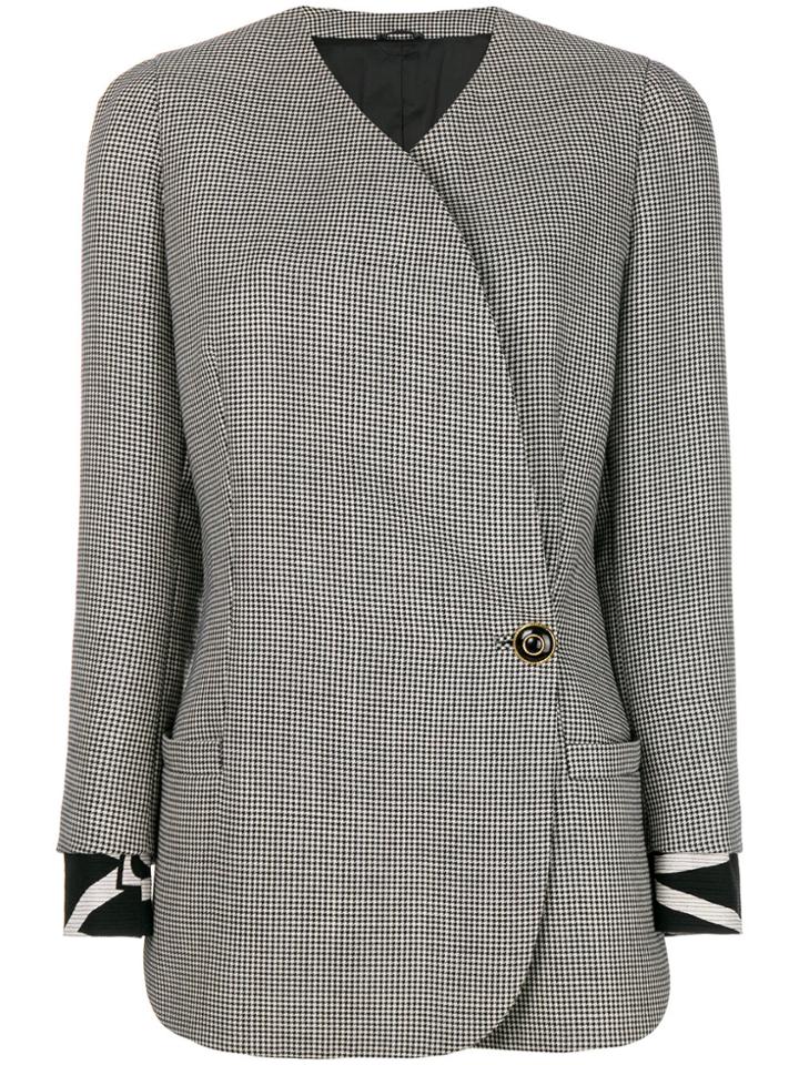 Versace Vintage Gingham Checked Jacket - White