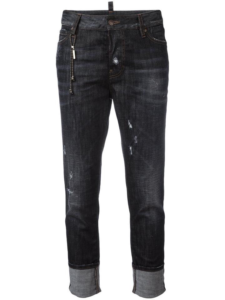 Dsquared2 London Lightly Whiskered Jeans, Women's, Size: 44, Black, Cotton/spandex/elastane/polyester