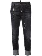 Dsquared2 London Lightly Whiskered Jeans, Women's, Size: 44, Black, Cotton/spandex/elastane/polyester