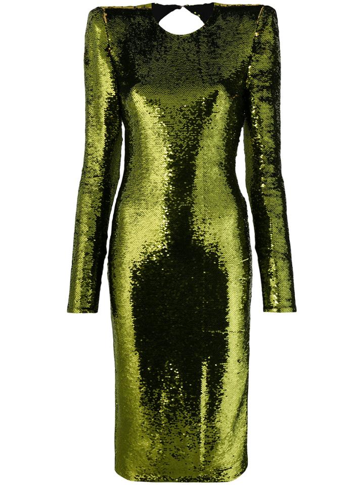 Alexandre Vauthier Sequin Open Back Fitted Dress - Green
