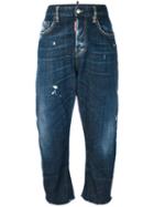 Dsquared2 - Cropped Wide Leg Jeans - Women - Cotton/leather/spandex/elastane - 38, Black, Cotton/leather/spandex/elastane