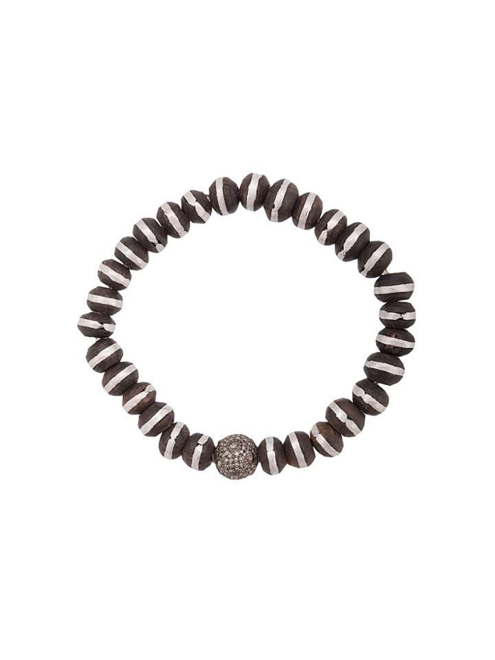 Loree Rodkin Wood Beaded Pave Diamond Bracelet - Metallic