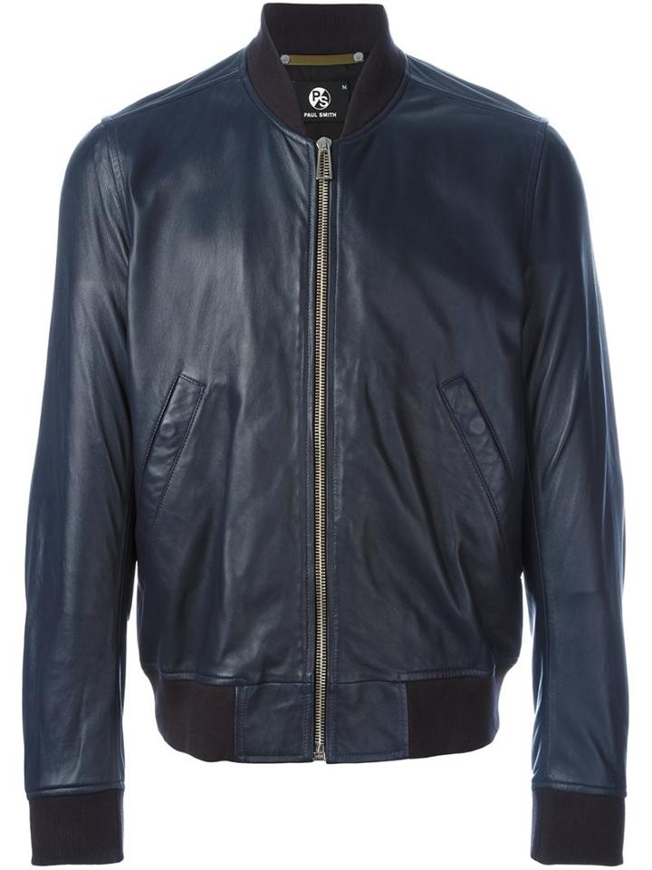 Ps By Paul Smith Zipped Leather Jacket