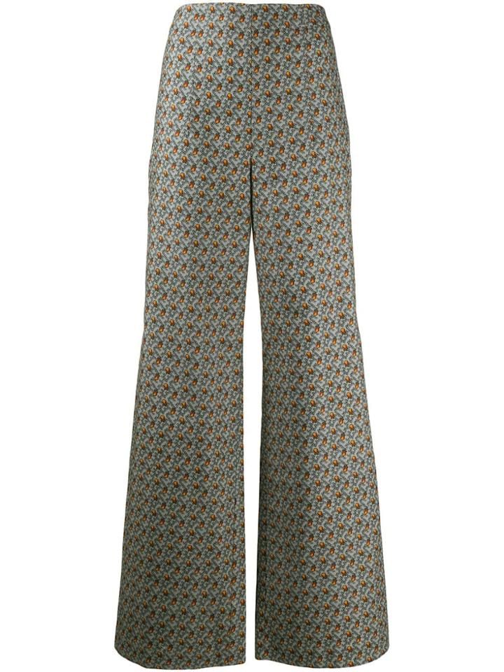 Batsheva Floral Print Palazzo Trousers - Blue