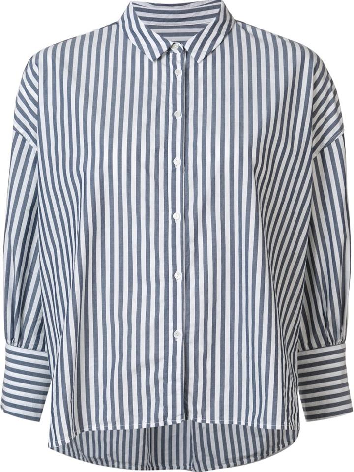 Nili Lotan Fine Stripe Shirt, Women's, Size: Large, White, Cotton