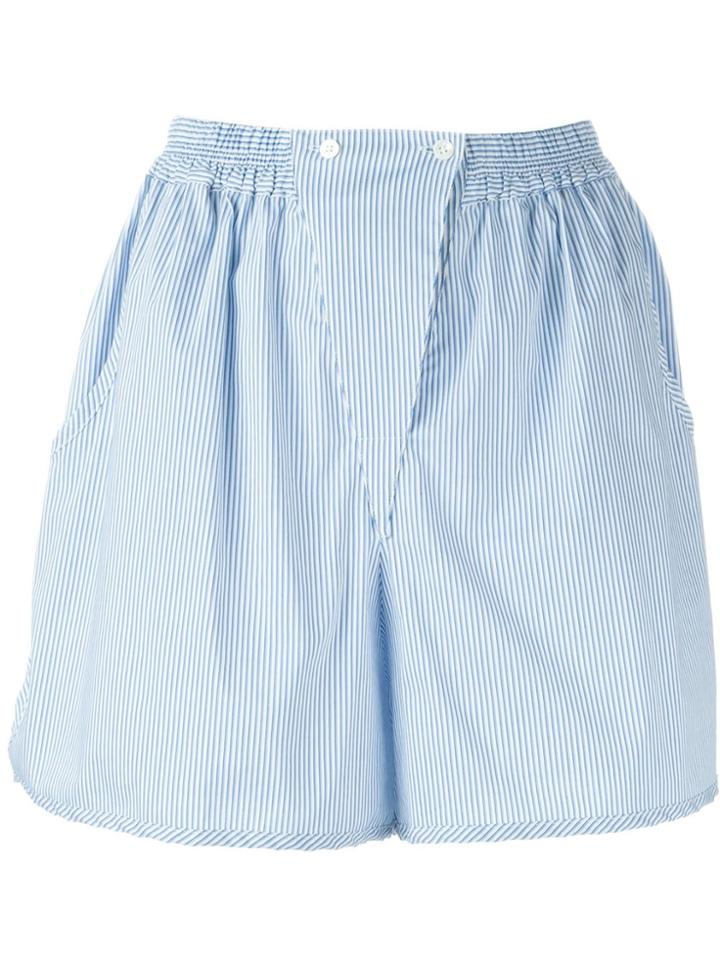 Jil Sander Navy Striped Panel Detail Shorts - Blue