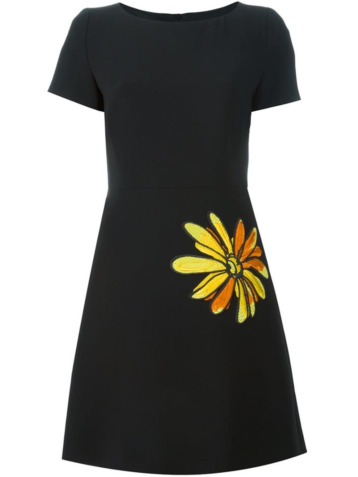 Boutique Moschino Embroidered Detail Dress, Women's, Size: 38, Black, Triacetate/polyester