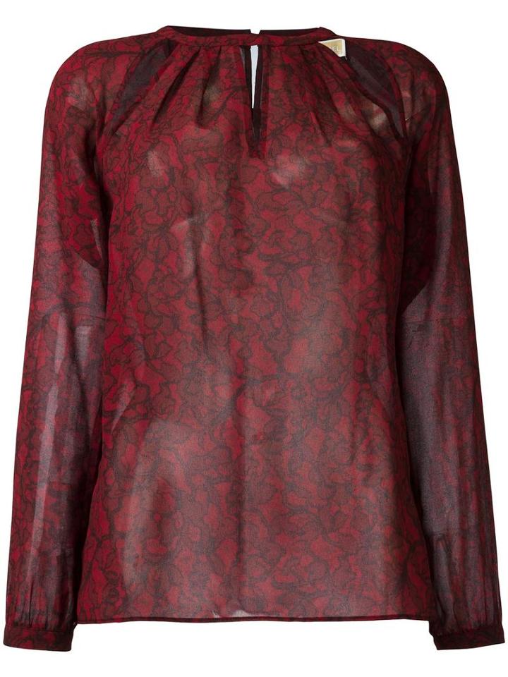 Michael Michael Kors Cut Out Detail Blouse, Women's, Size: Medium, Red, Polyester
