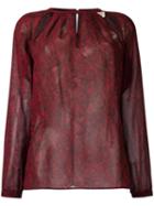 Michael Michael Kors Cut Out Detail Blouse, Women's, Size: Medium, Red, Polyester