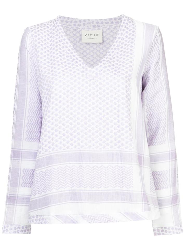 Cecilie Copenhagen Patterned Long Sleeve Top - White