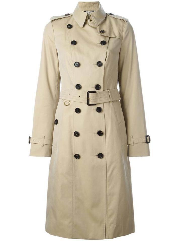 Burberry Double-breasted Belted Raincoat, Women's, Size: 6, Nude/neutrals, Cotton/viscose