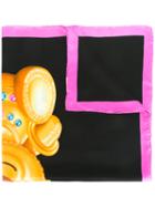 Moschino Bear Print Scarf, Women's, Black, Silk/calf Leather