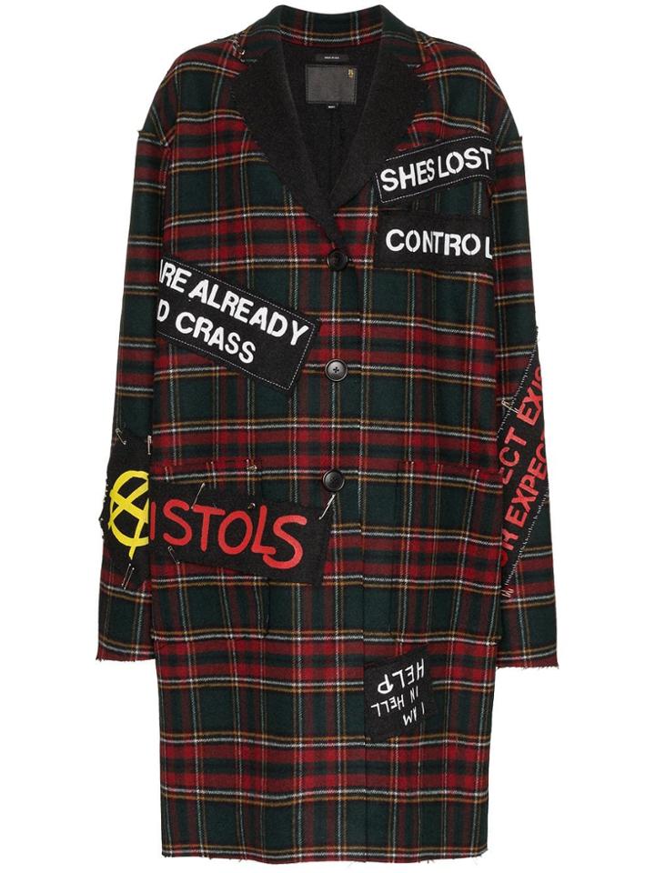 R13 Tartan Punk Patch Coat - Multicolour