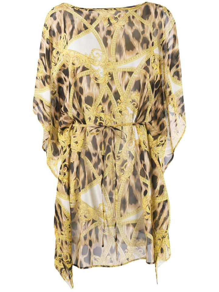 Versace Barocco Animalier Print Beach Dress - Yellow